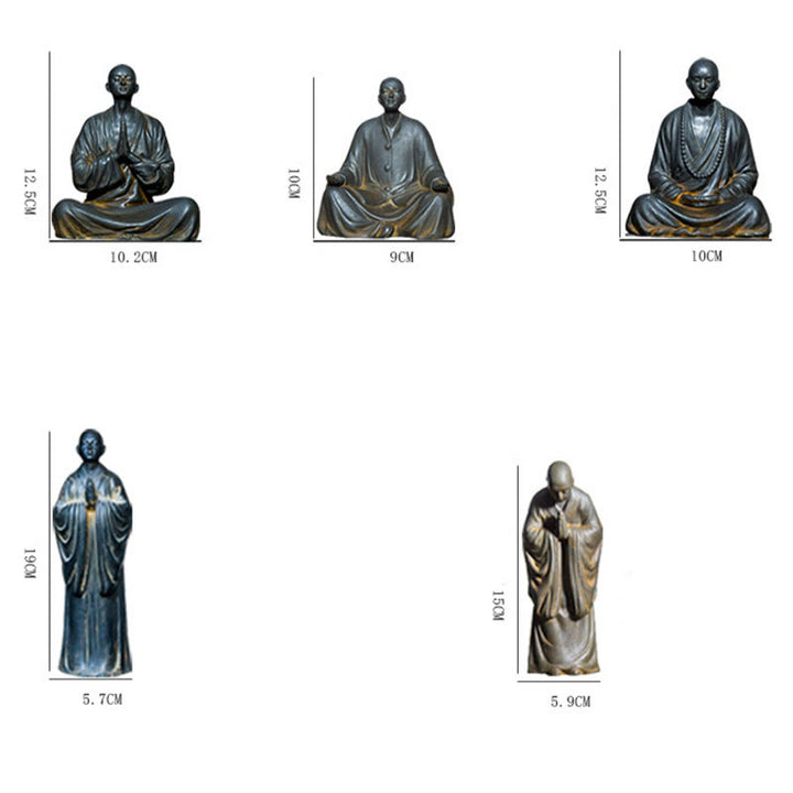 Buddha Stones祈り 僧侶 鉄粉 錆 鋳造 樹脂 像 室内装飾