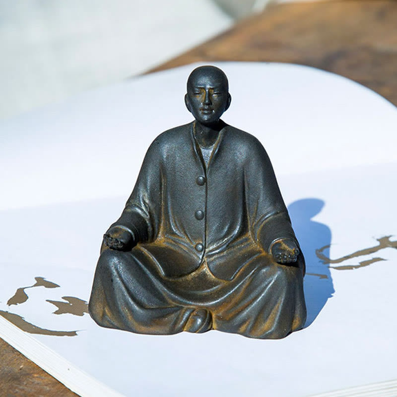 Buddha Stones祈り 僧侶 鉄粉 錆 鋳造 樹脂 像 室内装飾