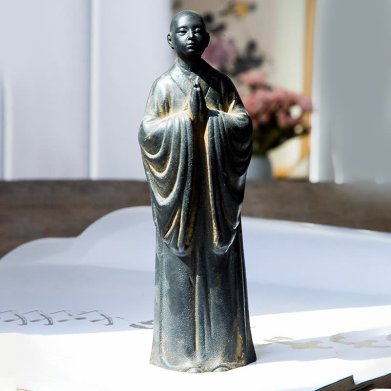 Buddha Stones祈り 僧侶 鉄粉 錆 鋳造 樹脂 像 室内装飾