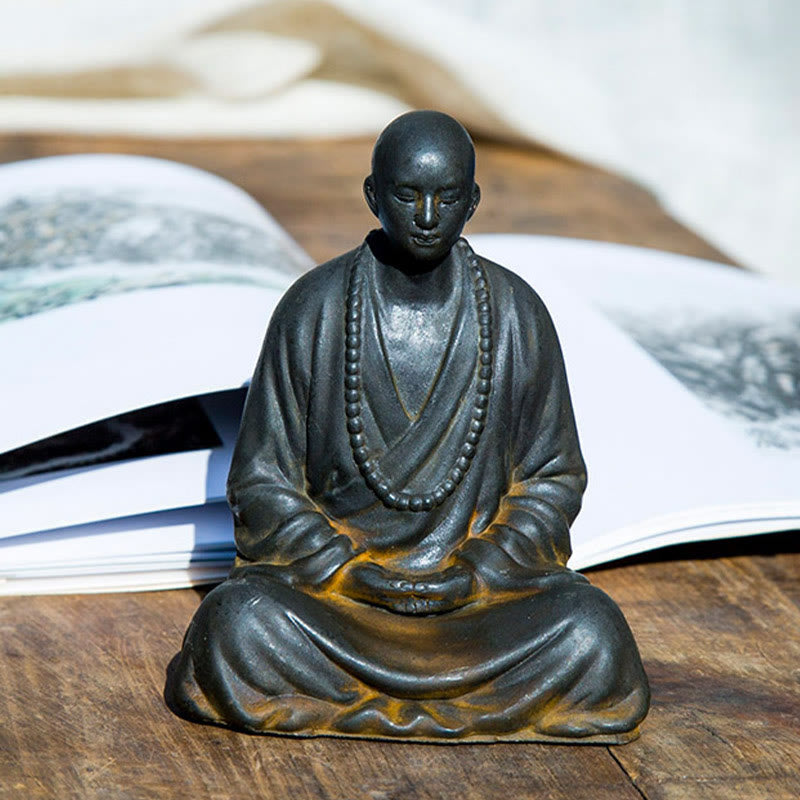 Buddha Stones祈り 僧侶 鉄粉 錆 鋳造 樹脂 像 室内装飾