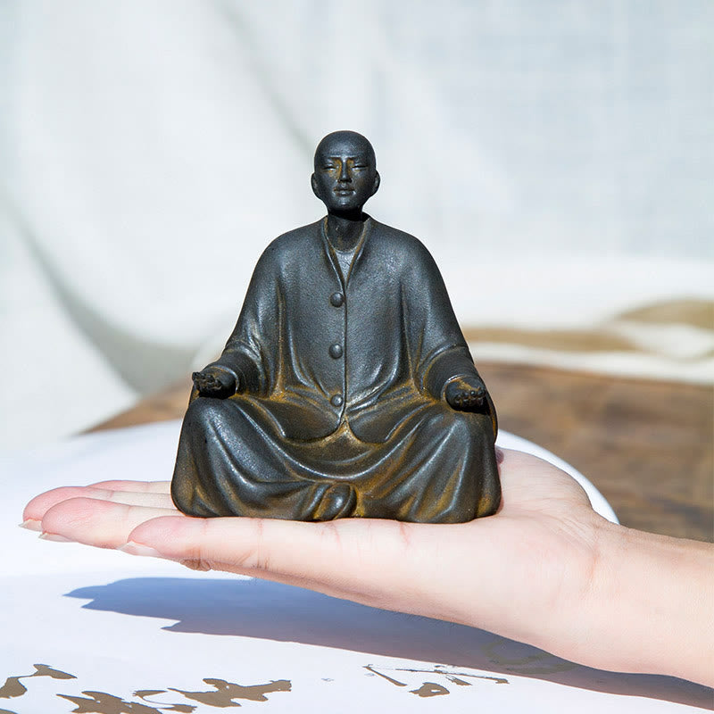 Buddha Stones祈り 僧侶 鉄粉 錆 鋳造 樹脂 像 室内装飾