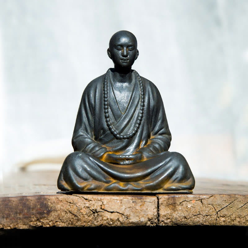 Buddha Stones祈り 僧侶 鉄粉 錆 鋳造 樹脂 像 室内装飾