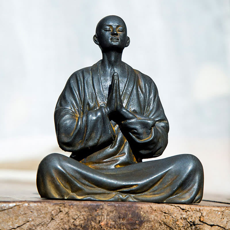 Buddha Stones祈り 僧侶 鉄粉 錆 鋳造 樹脂 像 室内装飾