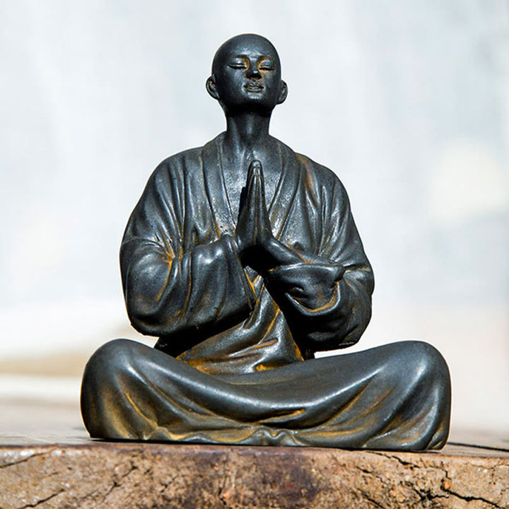 Buddha Stones祈り 僧侶 鉄粉 錆 鋳造 樹脂 像 室内装飾