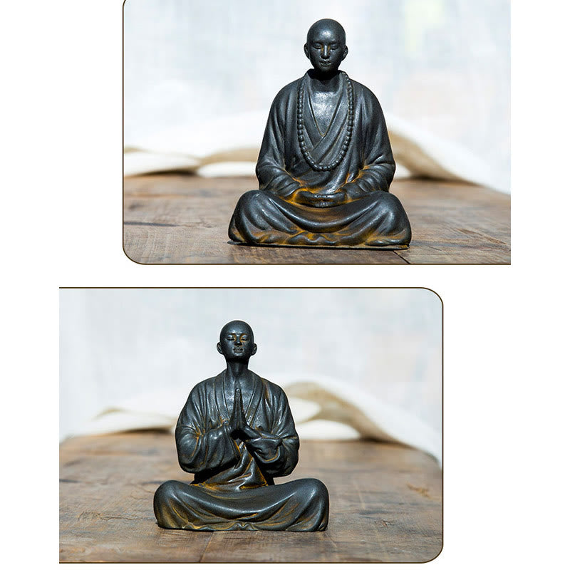 Buddha Stones祈り 僧侶 鉄粉 錆 鋳造 樹脂 像 室内装飾