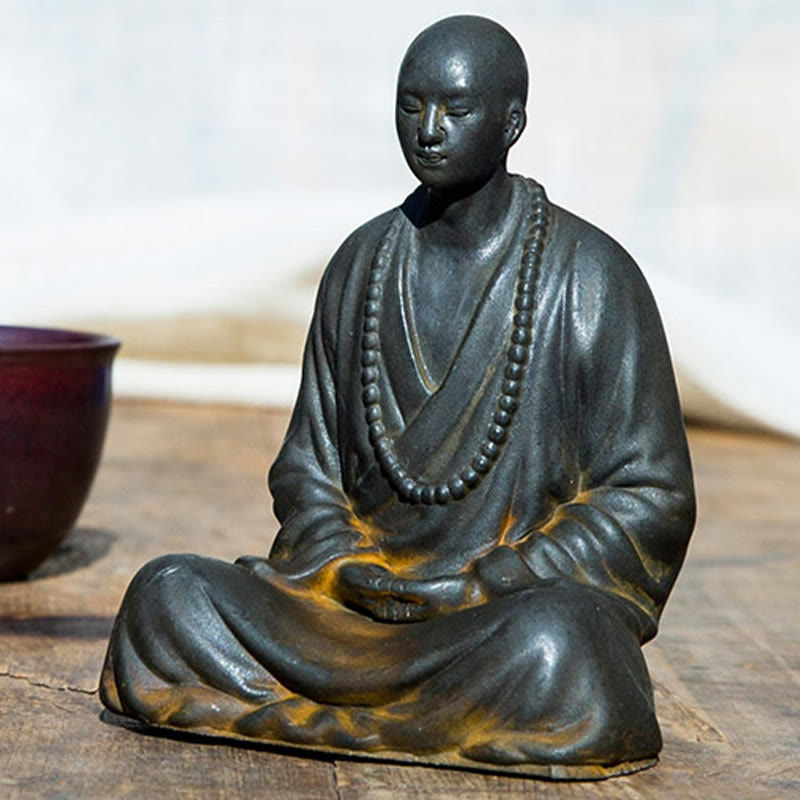 Buddha Stones祈り 僧侶 鉄粉 錆 鋳造 樹脂 像 室内装飾
