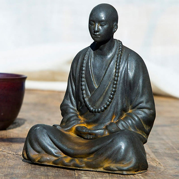 Buddha Stones祈り 僧侶 鉄粉 錆 鋳造 樹脂 像 室内装飾