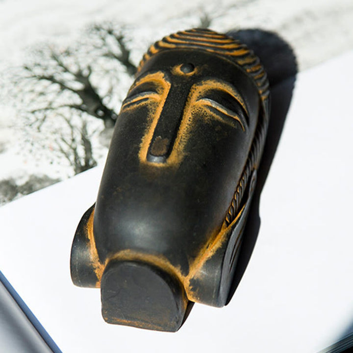 Buddha Stones目を閉じて瞑想する仏像 鉄粉錆鋳造樹脂像 室内装飾 - image 7