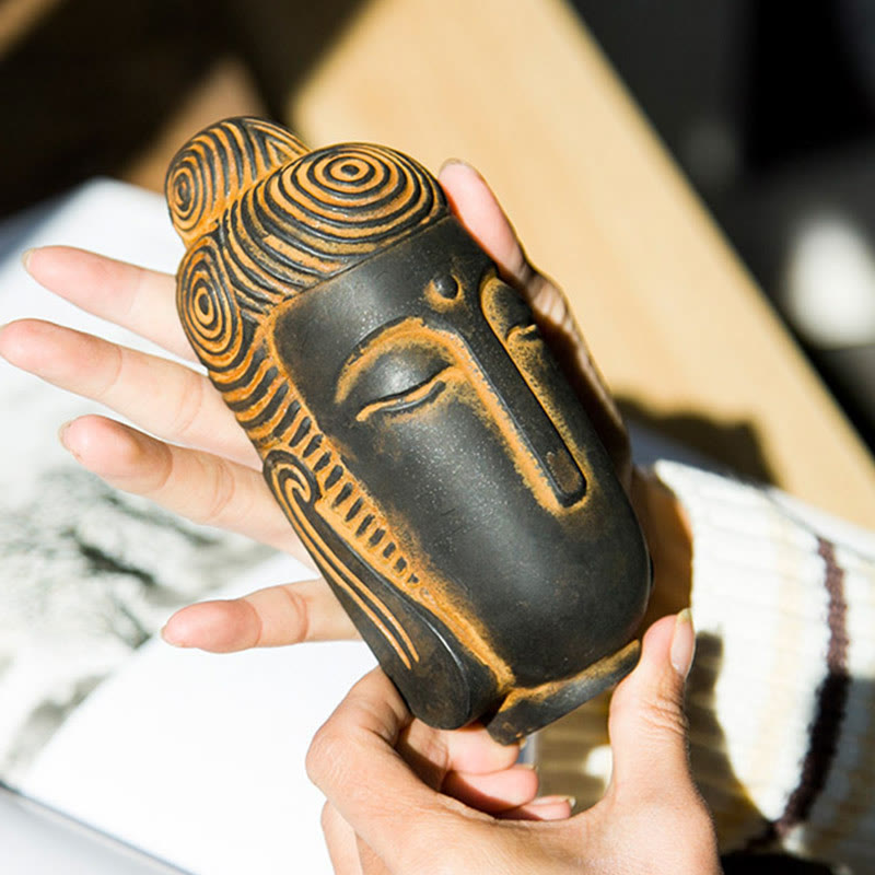 Buddha Stones目を閉じて瞑想する仏像 鉄粉錆鋳造樹脂像 室内装飾 - image 3