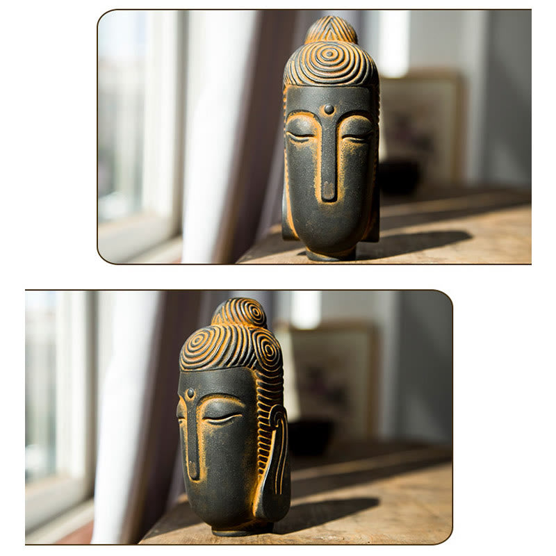 Buddha Stones目を閉じて瞑想する仏像 鉄粉錆鋳造樹脂像 室内装飾 - image 11