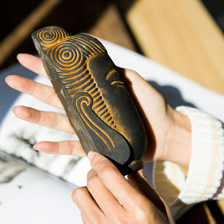 Buddha Stones目を閉じて瞑想する仏像 鉄粉錆鋳造樹脂像 室内装飾 - image 9