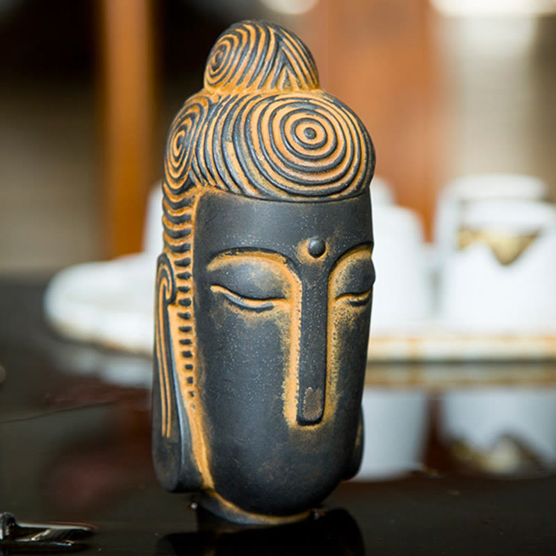 Buddha Stones目を閉じて瞑想する仏像 鉄粉錆鋳造樹脂像 室内装飾 - image 6