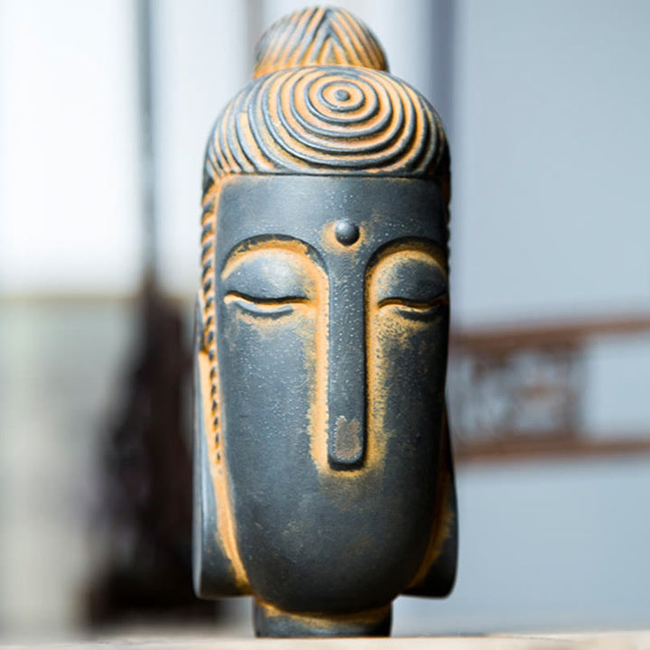 Buddha Stones目を閉じて瞑想する仏像 鉄粉錆鋳造樹脂像 室内装飾 - image 10