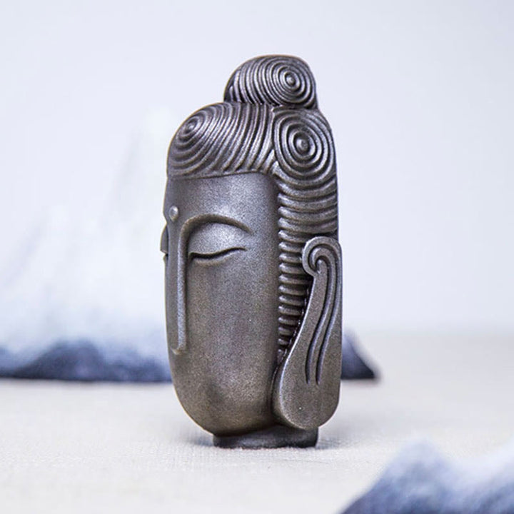 Buddha Stones目を閉じて瞑想する仏像 鉄粉錆鋳造樹脂像 室内装飾 - image 15
