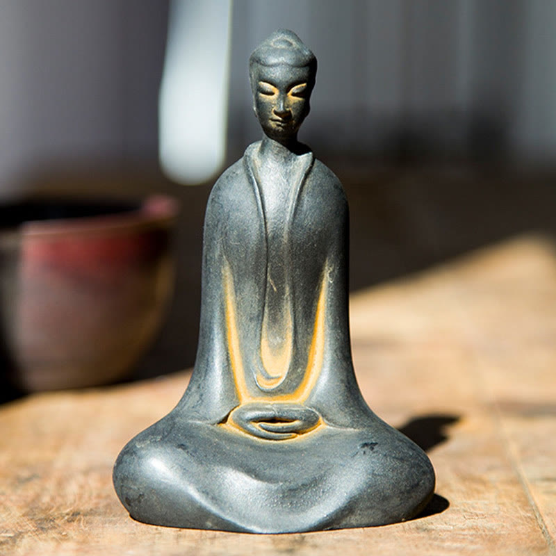 Buddha Stones手作り 釈迦牟尼仏 鉄粉 錆 鋳造 樹脂 像 家の装飾