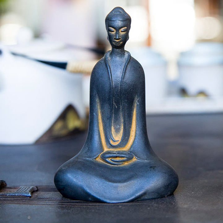 Buddha Stones手作り 釈迦牟尼仏 鉄粉 錆 鋳造 樹脂 像 家の装飾