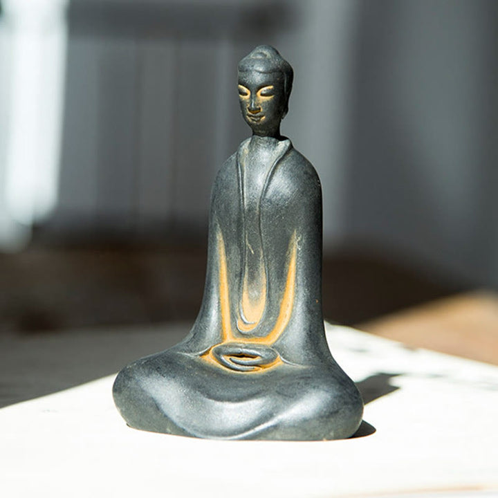 Buddha Stones手作り 釈迦牟尼仏 鉄粉 錆 鋳造 樹脂 像 家の装飾