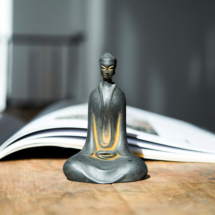 Buddha Stones手作り 釈迦牟尼仏 鉄粉 錆 鋳造 樹脂 像 家の装飾