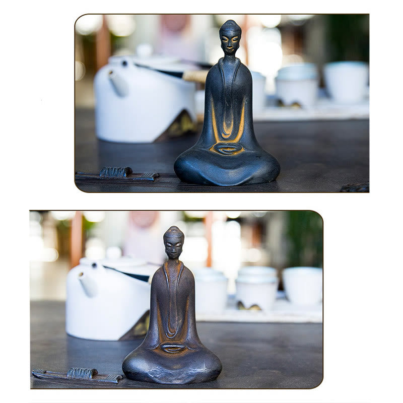 Buddha Stones手作り 釈迦牟尼仏 鉄粉 錆 鋳造 樹脂 像 家の装飾