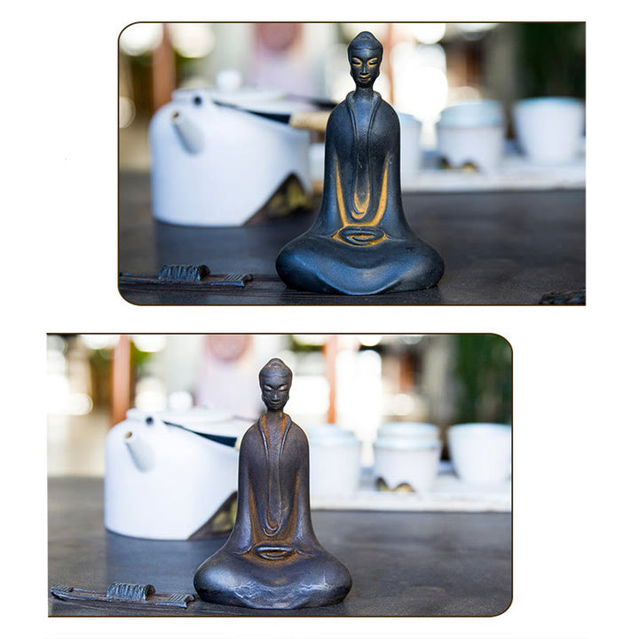 Buddha Stones手作り 釈迦牟尼仏 鉄粉 錆 鋳造 樹脂 像 家の装飾