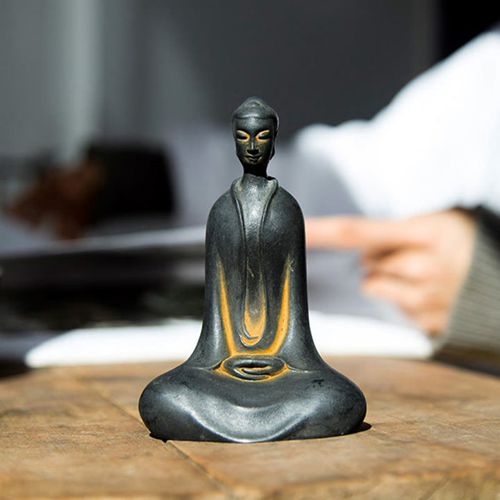 Buddha Stones手作り 釈迦牟尼仏 鉄粉 錆 鋳造 樹脂 像 家の装飾