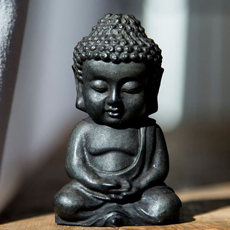 Buddha Stones手作り 小さな釈迦牟尼仏 鉄粉 錆 鋳造 樹脂 像 装飾 - 通常版 - 瞑想仏 9×5.5cm - image 16