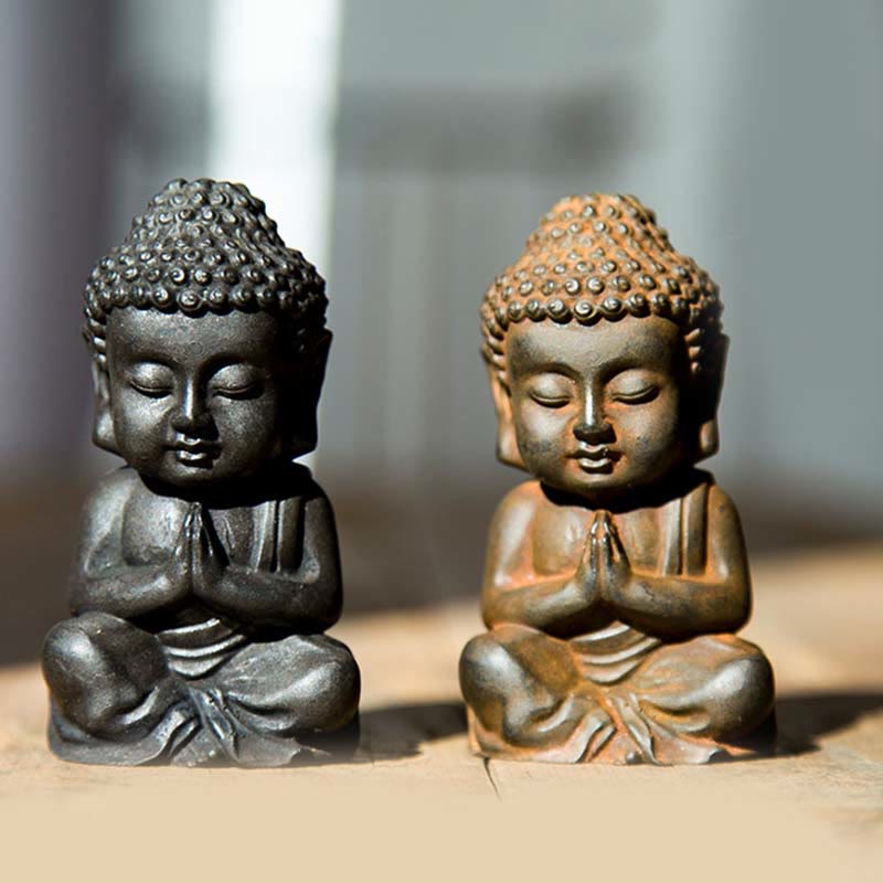 Buddha Stones手作り 小さな釈迦牟尼仏 鉄粉 錆 鋳造 樹脂 像 装飾 - image 19