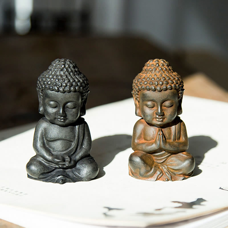 Buddha Stones手作り 小さな釈迦牟尼仏 鉄粉 錆 鋳造 樹脂 像 装飾 - image 20