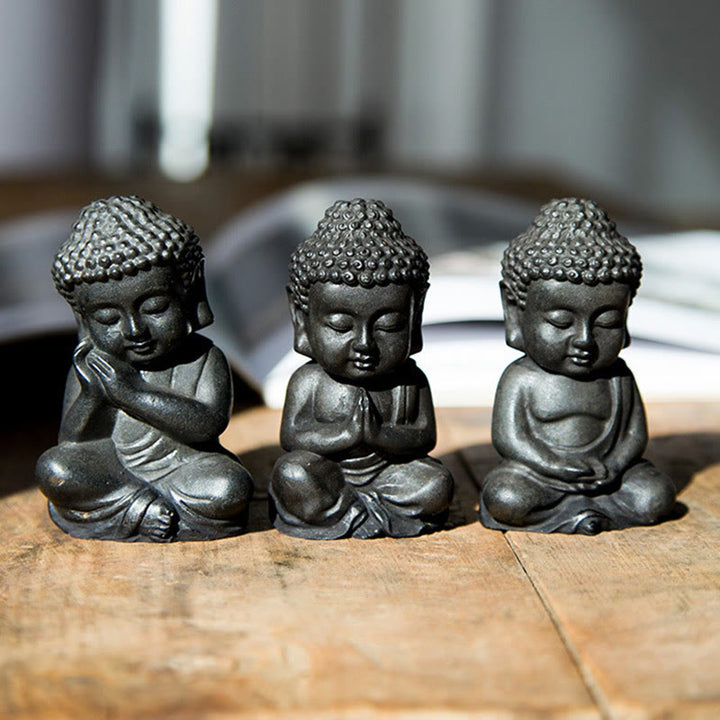Buddha Stones手作り 小さな釈迦牟尼仏 鉄粉 錆 鋳造 樹脂 像 装飾 - image 18