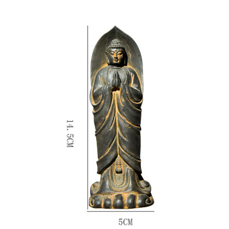 Buddha Stones手作り釈迦牟尼仏ナマステ鉄粉錆びたキャスト樹脂像の装飾 - image 11