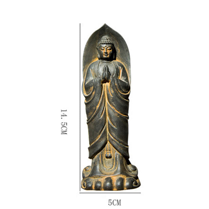 Buddha Stones手作り釈迦牟尼仏ナマステ鉄粉錆びたキャスト樹脂像の装飾 - image 11