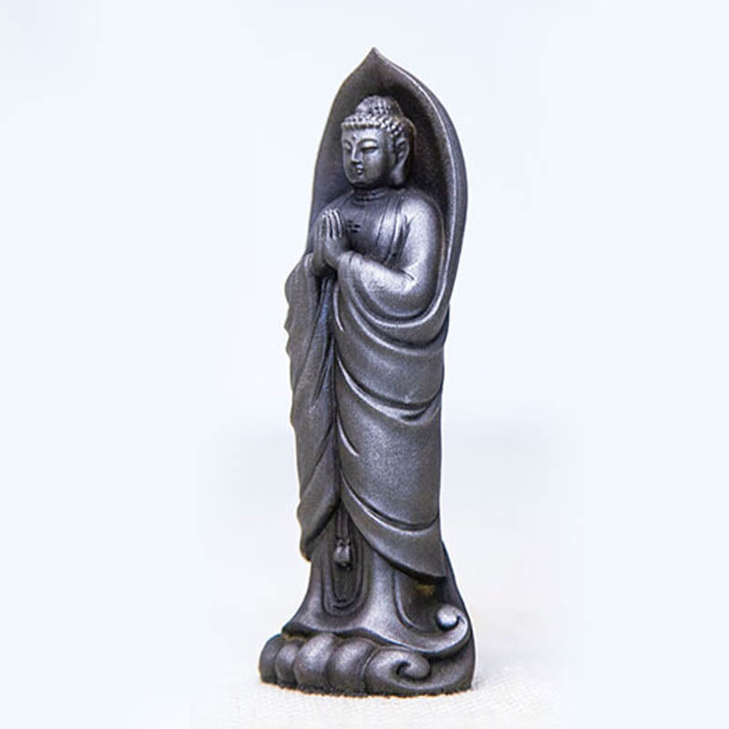 Buddha Stones手作り釈迦牟尼仏ナマステ鉄粉錆びたキャスト樹脂像の装飾 - image 19