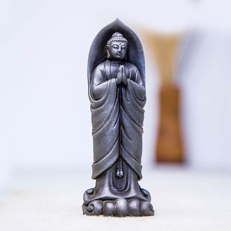 Buddha Stones手作り釈迦牟尼仏ナマステ鉄粉錆びたキャスト樹脂像の装飾 - image 20