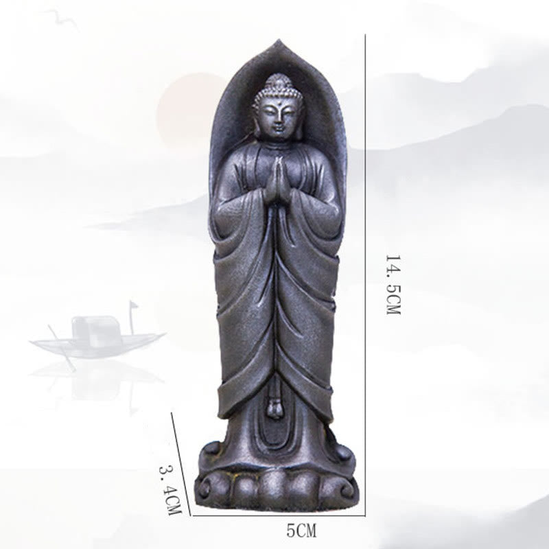 Buddha Stones手作り釈迦牟尼仏ナマステ鉄粉錆びたキャスト樹脂像の装飾 - image 25
