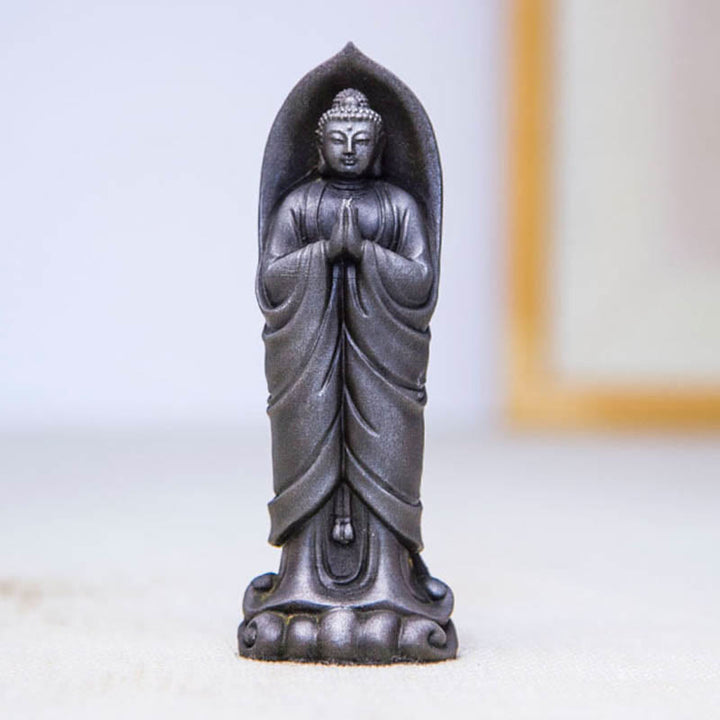 Buddha Stones手作り釈迦牟尼仏ナマステ鉄粉錆びたキャスト樹脂像の装飾 - image 21
