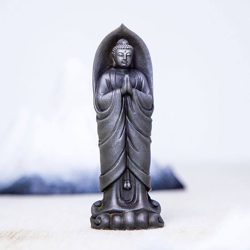 Buddha Stones手作り釈迦牟尼仏ナマステ鉄粉錆びたキャスト樹脂像の装飾 - image 22