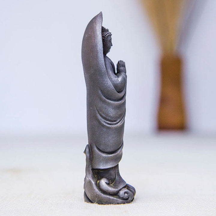Buddha Stones手作り釈迦牟尼仏ナマステ鉄粉錆びたキャスト樹脂像の装飾 - image 15