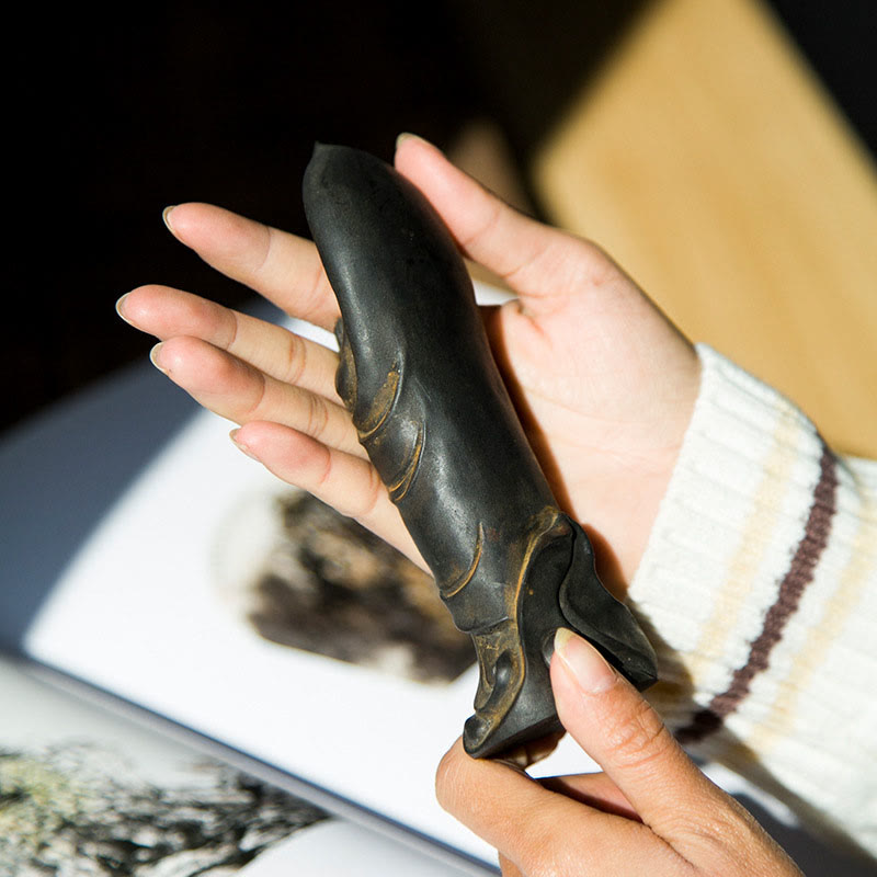 Buddha Stones手作り釈迦牟尼仏ナマステ鉄粉錆びたキャスト樹脂像の装飾 - image 3