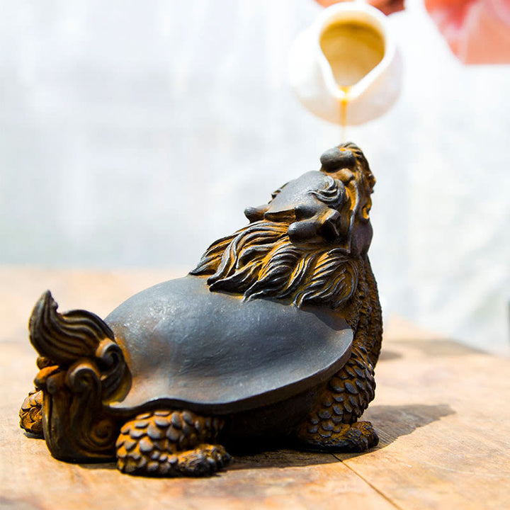 Buddha Stones手作り 龍 亀 鉄粉 錆 鋳造 樹脂 像 家の装飾