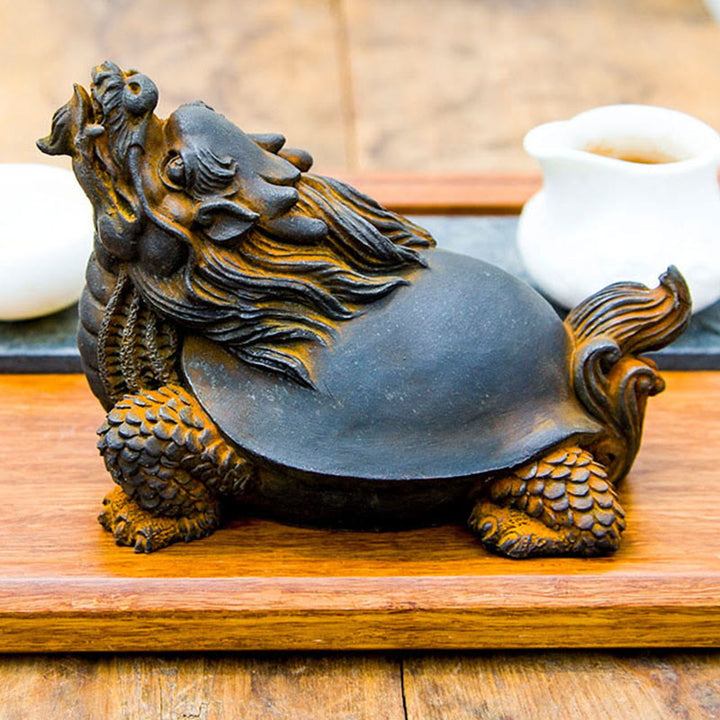 Buddha Stones手作り 龍 亀 鉄粉 錆 鋳造 樹脂 像 家の装飾