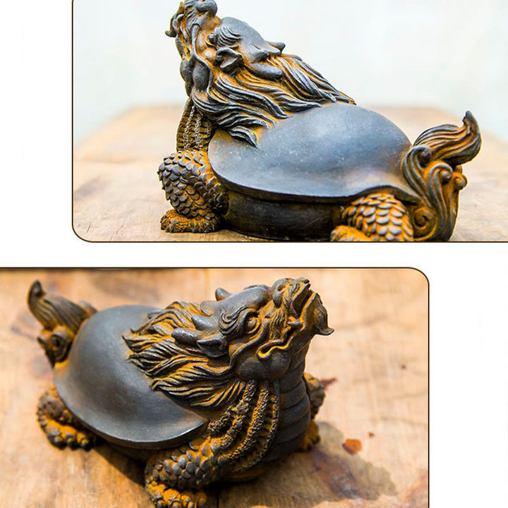 Buddha Stones手作り 龍 亀 鉄粉 錆 鋳造 樹脂 像 家の装飾