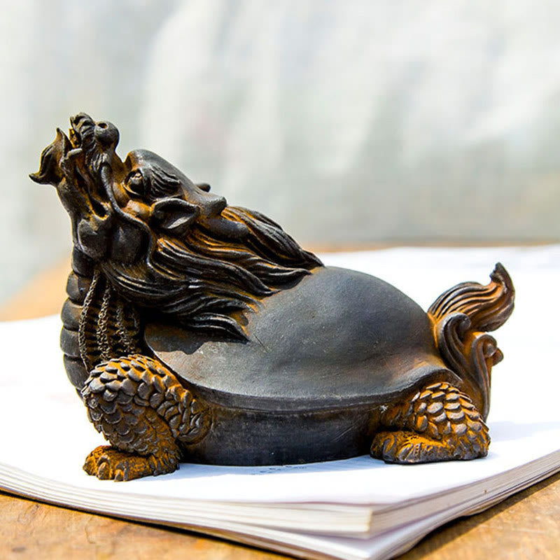 Buddha Stones手作り 龍 亀 鉄粉 錆 鋳造 樹脂 像 家の装飾