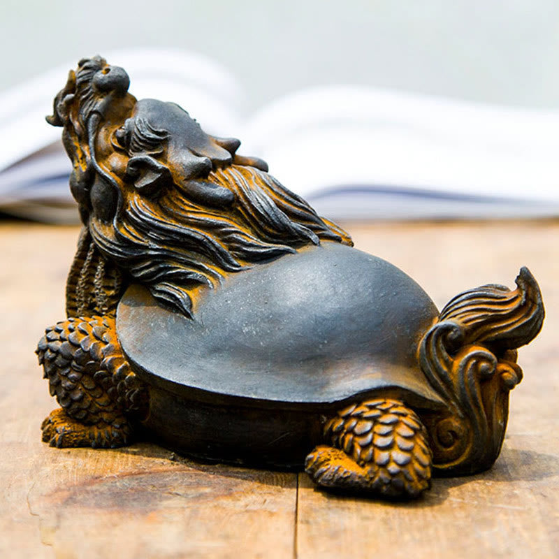 Buddha Stones手作り 龍 亀 鉄粉 錆 鋳造 樹脂 像 家の装飾