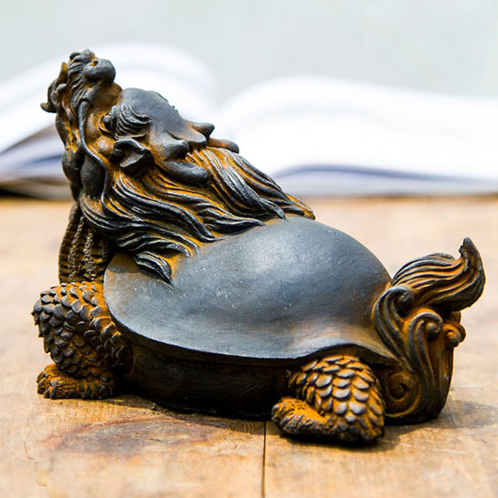 Buddha Stones手作り 龍 亀 鉄粉 錆 鋳造 樹脂 像 家の装飾
