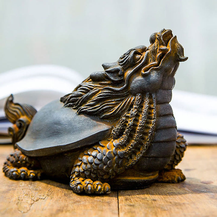 Buddha Stones手作り 龍 亀 鉄粉 錆 鋳造 樹脂 像 家の装飾