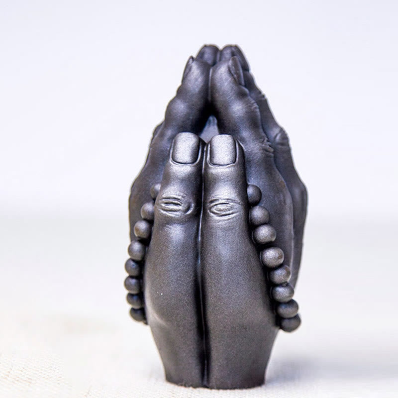Buddha Stones手作り仏手 ナマステ 鉄粉 錆 鋳造 樹脂 像 装飾 - ポリッシュ仕上げ ナマステ 15*7.5*7cm - image 12