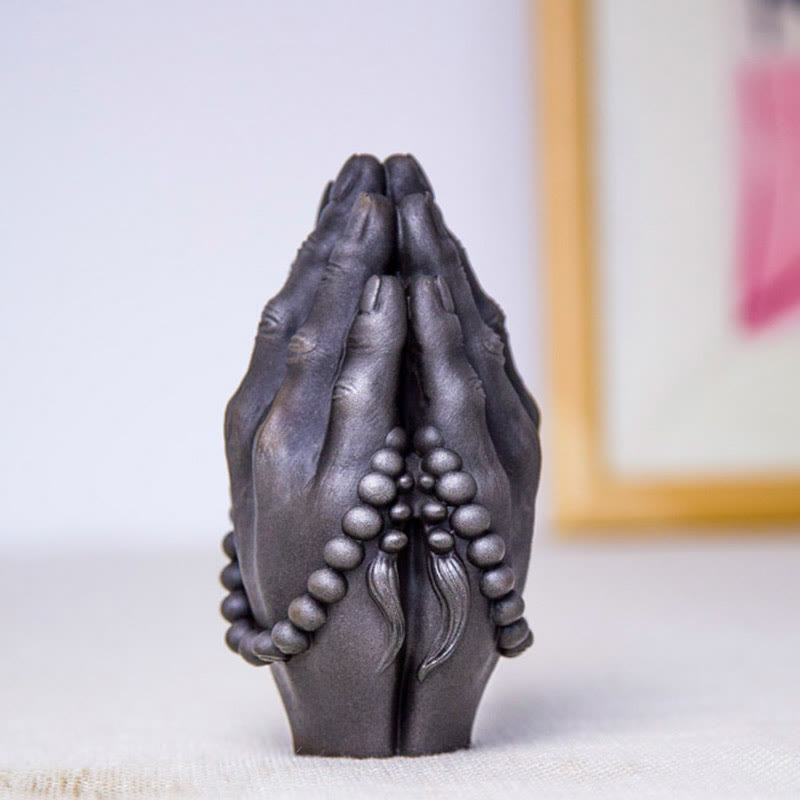 Buddha Stones手作り仏手 ナマステ 鉄粉 錆 鋳造 樹脂 像 装飾 - image 19