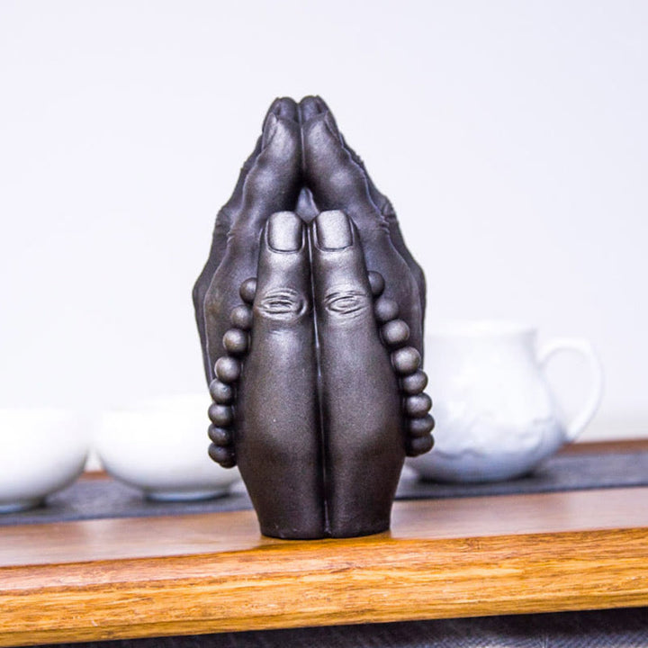 Buddha Stones手作り仏手 ナマステ 鉄粉 錆 鋳造 樹脂 像 装飾 - image 17