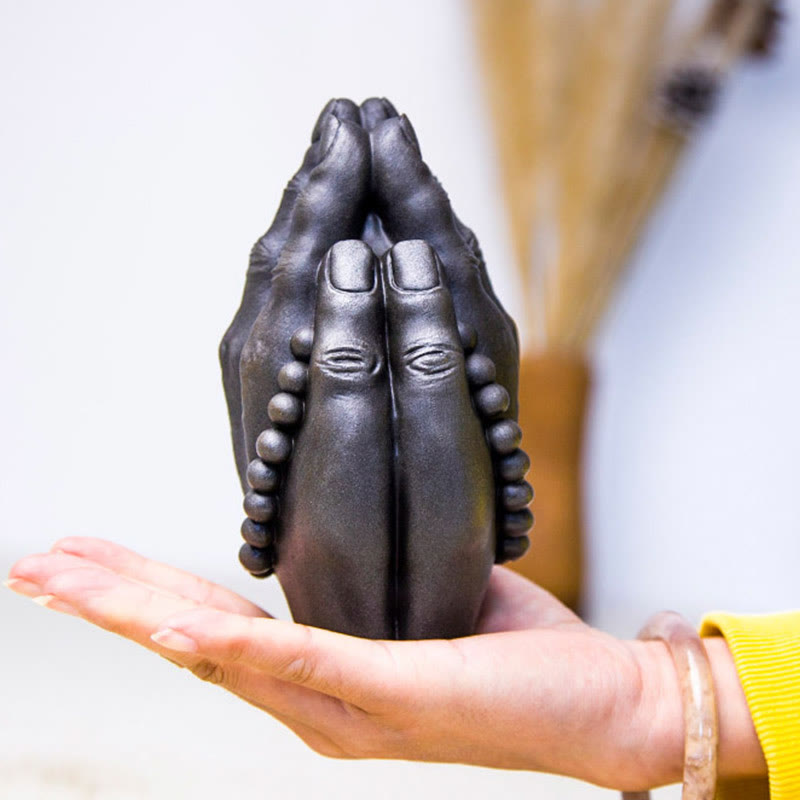 Buddha Stones手作り仏手 ナマステ 鉄粉 錆 鋳造 樹脂 像 装飾
