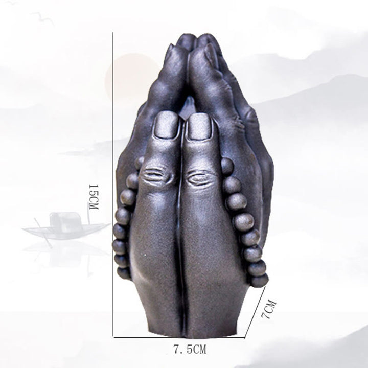 Buddha Stones手作り仏手 ナマステ 鉄粉 錆 鋳造 樹脂 像 装飾 - image 25